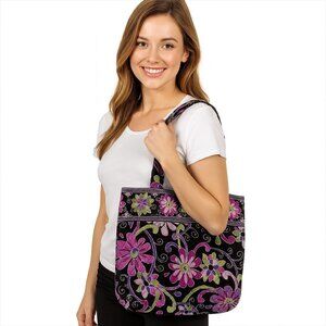 Vera Bradley Purple Punch Quilted Shoulder Tote Bag EUC Travelcore